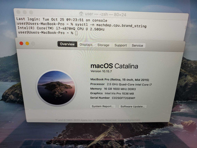 MacBook Pro 2015 15\\" Retina i7-4870HQ @ 2.5GHz 16GB Ram 250GB SSD R9 M370X 2GB (