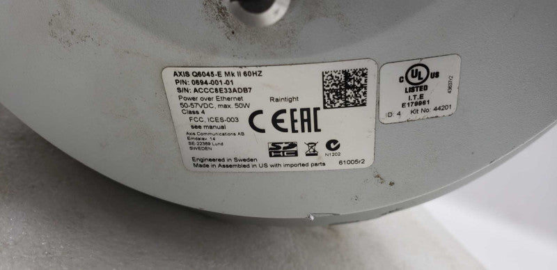 Axis Q6045-E Mk II 60 PTZ Network IP Security Camera #