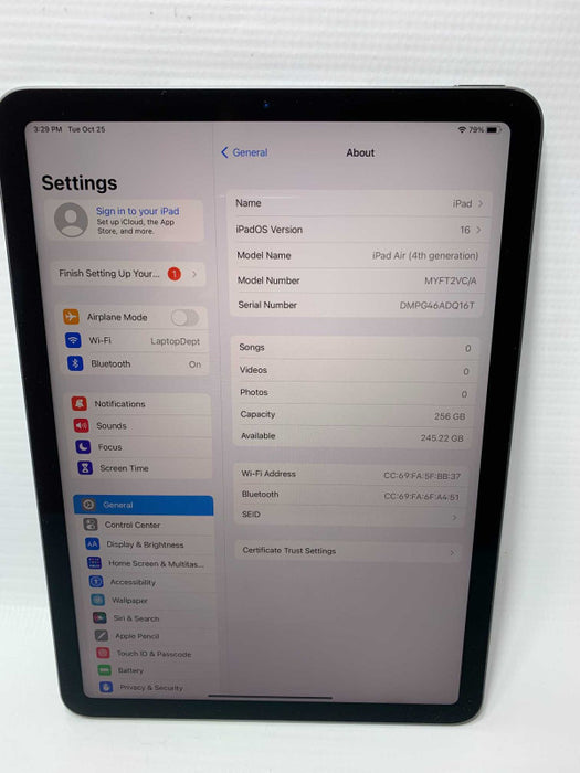 iPad Air 4th Gen Wi-Fi 256GB Storage Unlocked -