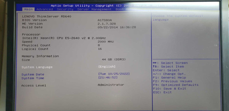 Lenovo Thinkserver RD640 Xeon E5-2640 V2 @ 2.00ghz / 44gb ram / 9260-8i Raid #