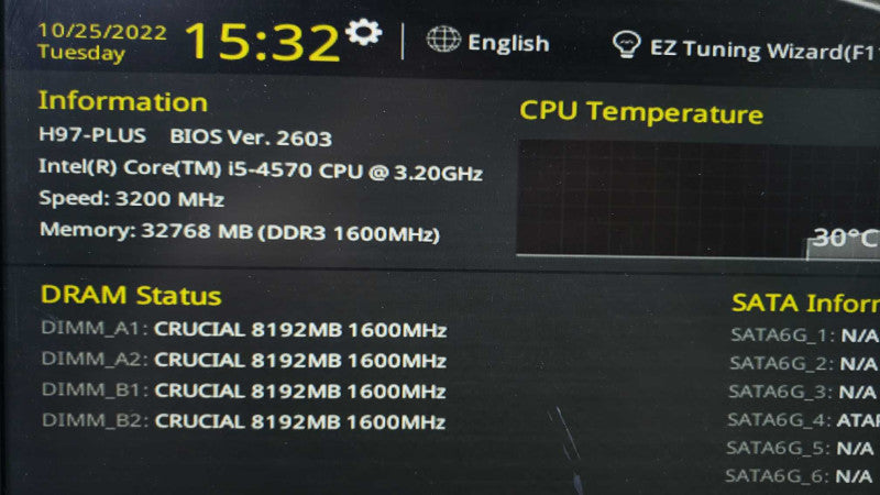 Custom PC Asus H97-Plus i5-4570@3.2GHz 32GB DDR3 No HDD [