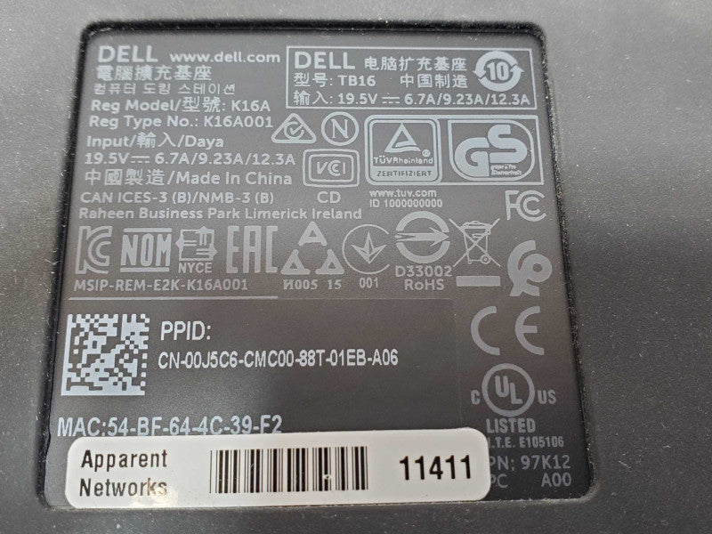 Dell TB16 K16A K16A001 Thunderbolt USB-C Docking Station _