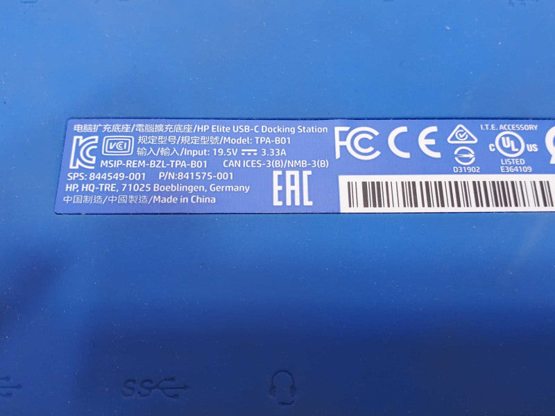 HP Elite USB-C Docking Station TPA-B01 844549-001 841575-001 _