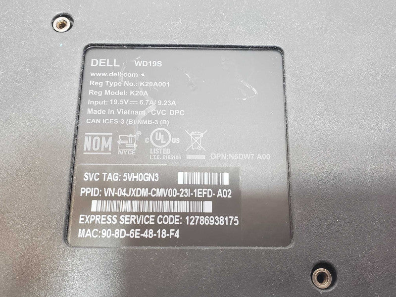 Dell WD19S K20A001 USB-C Docking Station  _
