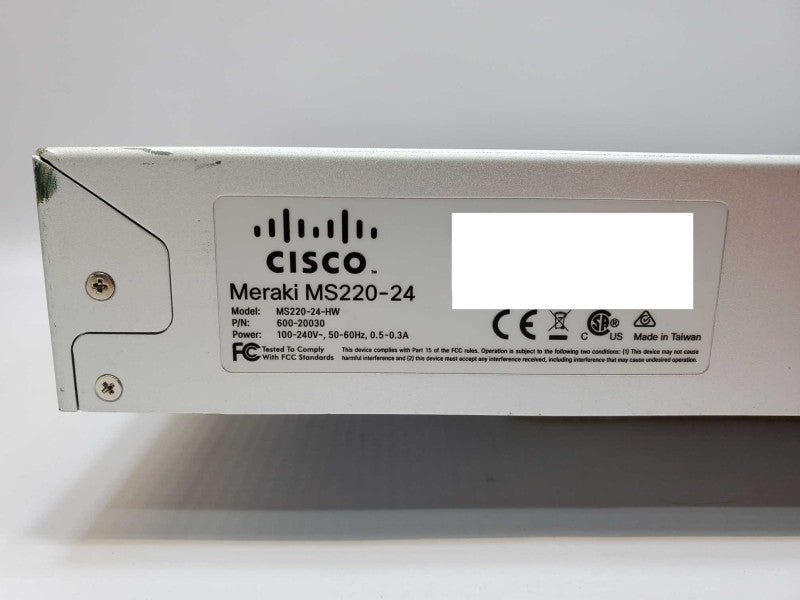 Cisco Meraki MS220-24-HW Cloud Managed L2 24-Port Gb Switch *Unclaimed* (