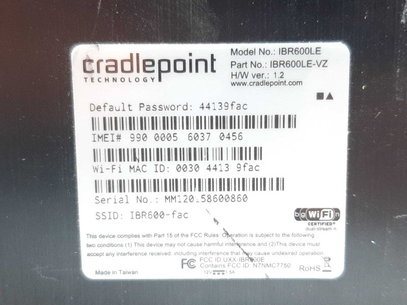 CradlePoint IBR600LE-VZ Verizon SIM Wireless Router US Power Cable & 4 Antenna +