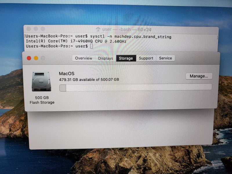 Macbook Pro 2013 15\\" Retina Core i7-4960HQ @ 2.6 GHz 16GB Ram 500GB SSD (