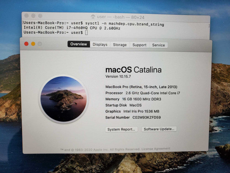 Macbook Pro 2013 15\\" Retina Core i7-4960HQ @ 2.6 GHz 16GB Ram 500GB SSD (