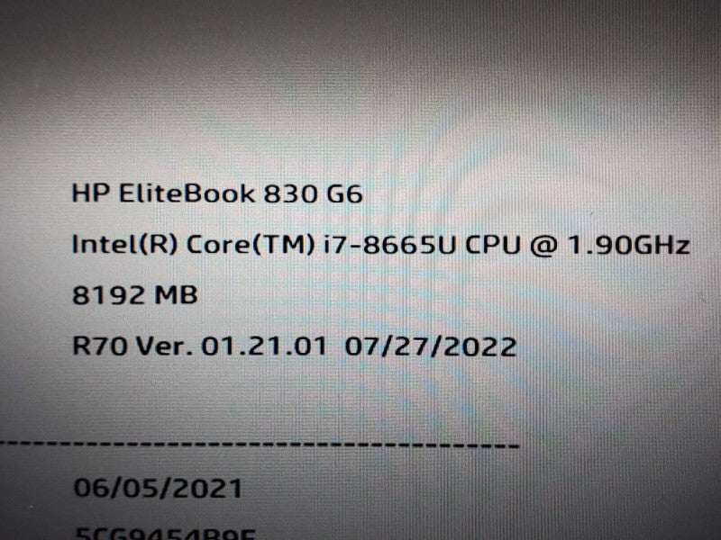 HP Elitebook 830 G6, 15\\", i7-8665U 1.9GHz 8GB DDR4 240GB SSD |