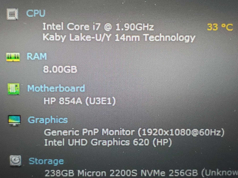 HP Elitebook 830 G6, 15\\", i7-8665U 1.9GHz 8GB DDR4 240GB SSD |