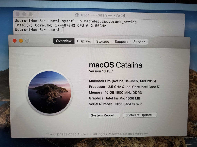 Macbook Pro 2015 15\\" Retina Core i7-4870HQ @ 2.5 GHz 16GB Ram 250GB SSD *READ* (