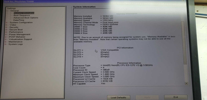 Dell Precision T1650 Xeon E3-1270 V2 @ 3.50ghz / 16gb ram / Quadro 600 #