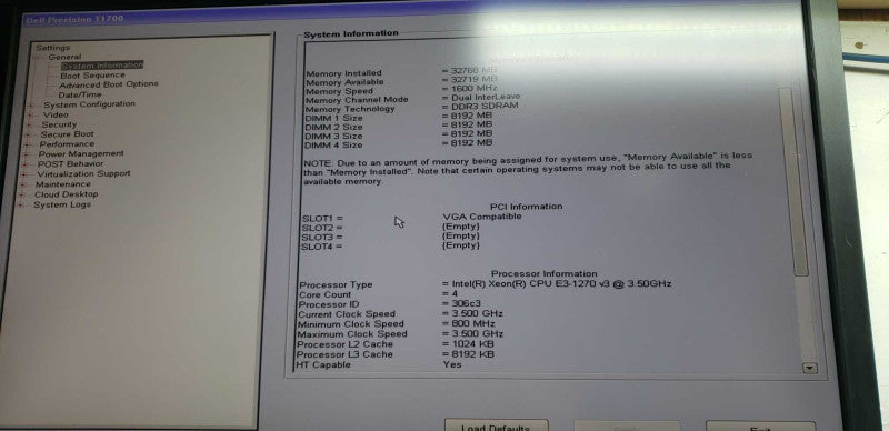 Dell Precision T1700 Xeon E3-1270 V3 @ 3.50ghz / 32gb ram / Quadro 600 # #