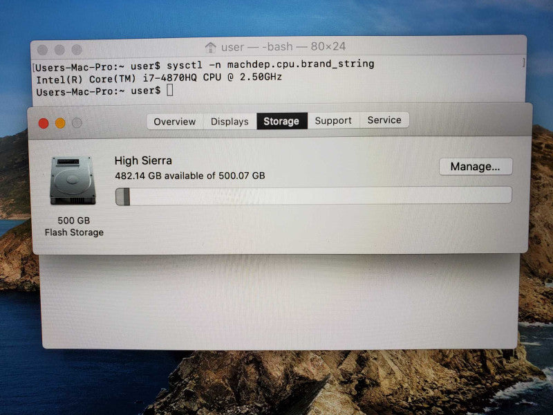Macbook Pro 2015 15\\" Retina Core i7-4870HQ @ 2.5 GHz 16GB Ram 500GB SSD (