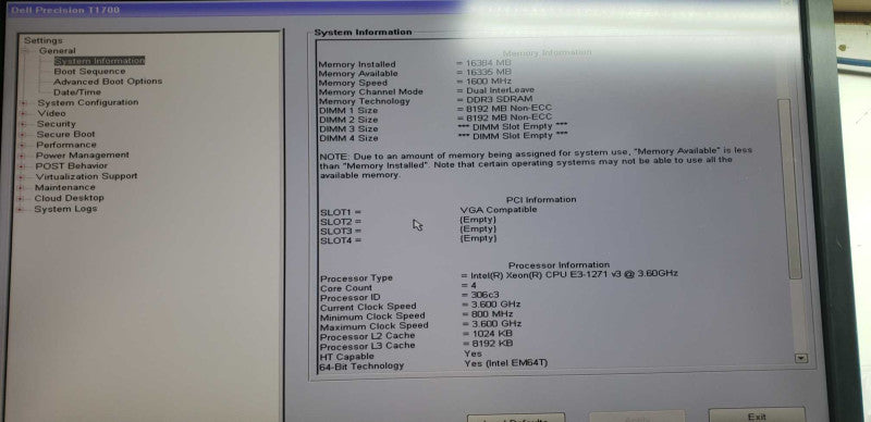 Dell Precision T1700 Xeon E3-1271 V3 @ 3.60ghz / 16gb ram / quadro K620 GPU #