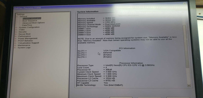 Dell Precision T1650 Xeon E3-1270 V2 @ 3.50ghz / 16gb ram / NVS 310 GPU #