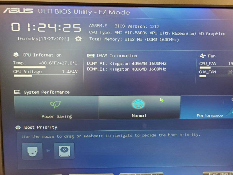Custom PC Asus A55BM-E AMD A10-5800 @ 3.8GHz 8GB Ram No HDD (