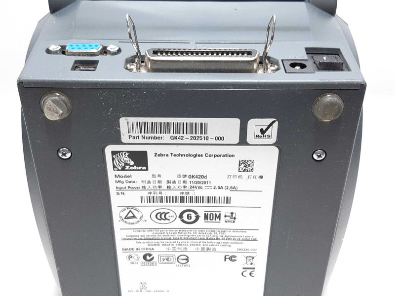 ZEBRA GK420d Thermal Label Printer P/N GK42-202510-000. +
