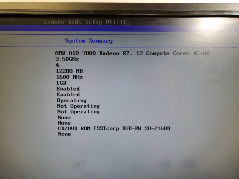 LENOVO H50-55 AMD A10 7800 R7 @3.5GHz 12GB RAM No HDD )