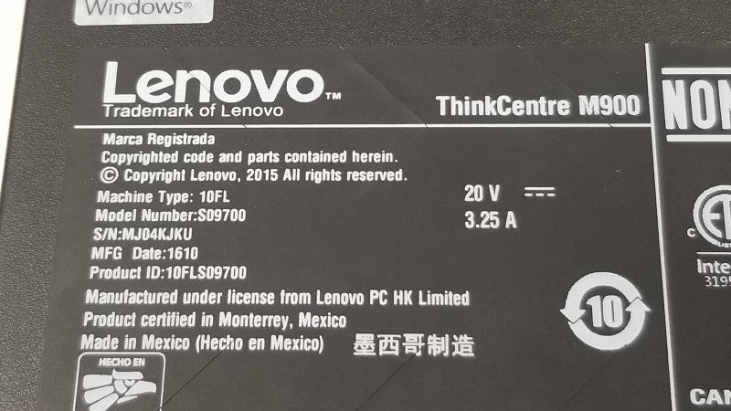 Lenovo Thinkcentre M900 Tiny PC i5-6500T 2.50GHz/8GB, No HDDs ~