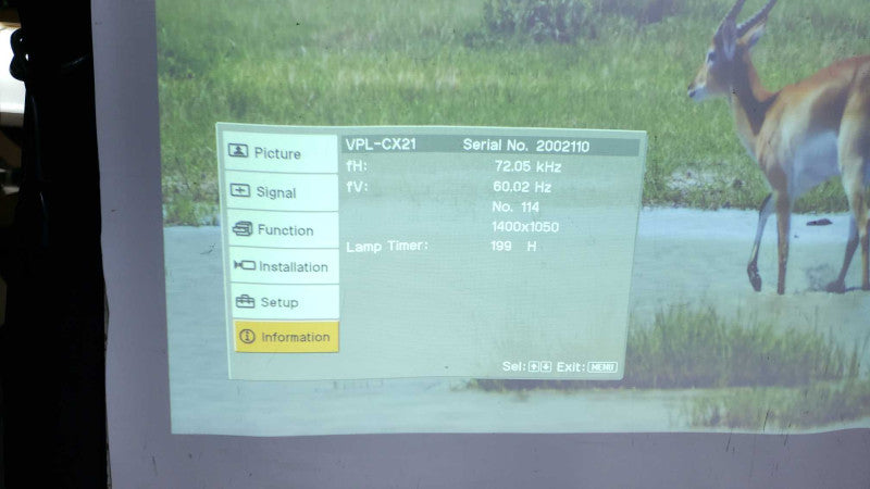 Sony VPL-CX21 1400X1050 60Hz Projector VGA 2100 Lumens AutoFocus Lamp 199Hours [