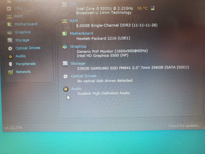 HP Elitebook 840, core I5-5200U 2.2Ghz 8GB RAM 256GB SSD 14 \\" w/ Power adapter _
