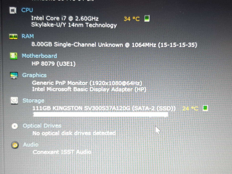 HP EliteBook 840 G3 141.9\\" i7-6600U @ 2.60GHz 8GB RAM 120GB SSD HSTNN-I33C-4 +