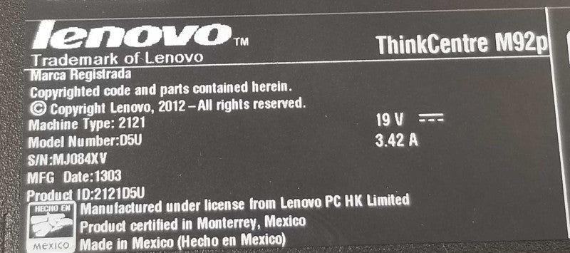 Lenovo ThinkCentre M92p, i5-3470T 2.9GHz/4GB DDR3, NO HDD/CADDY/AC, QTY. ~