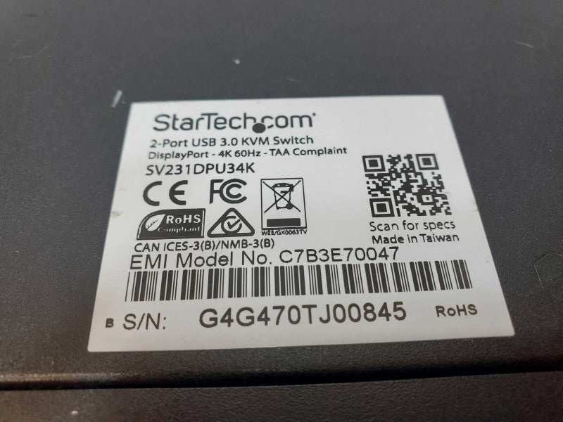Startech 2-Port USB 3.0KVM Switch SV231DPU34K _