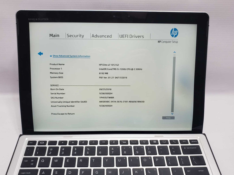 HP Elite X2 Tablet w Keyboard, i5-7200U 2.5GHz 8GB DDR4, 256GB SSD (READ)  |