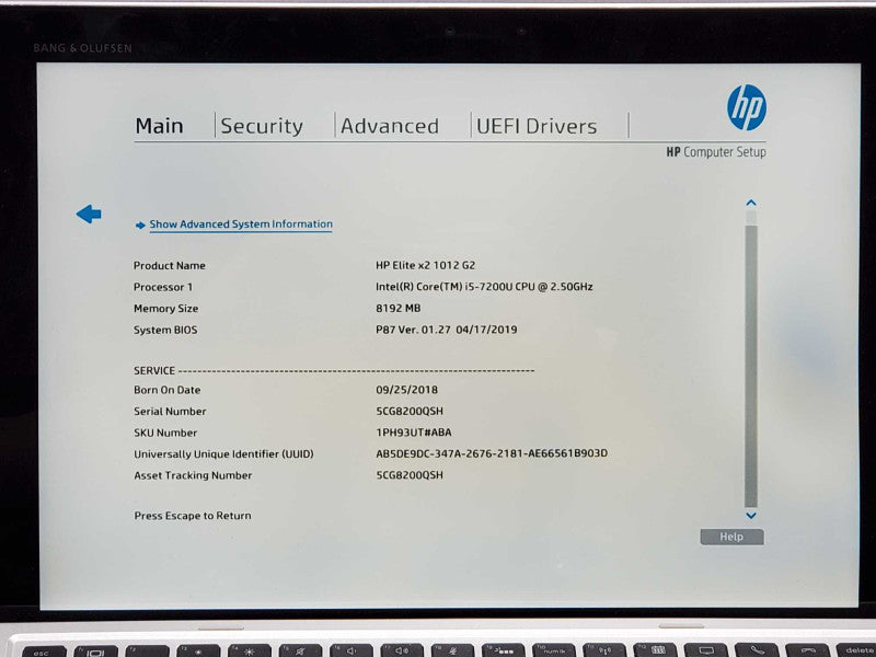 HP Elite X2 Tablet w Keyboard, i5-7200U 2.5GHz 8GB DDR4, 256GB SSD (READ)  |