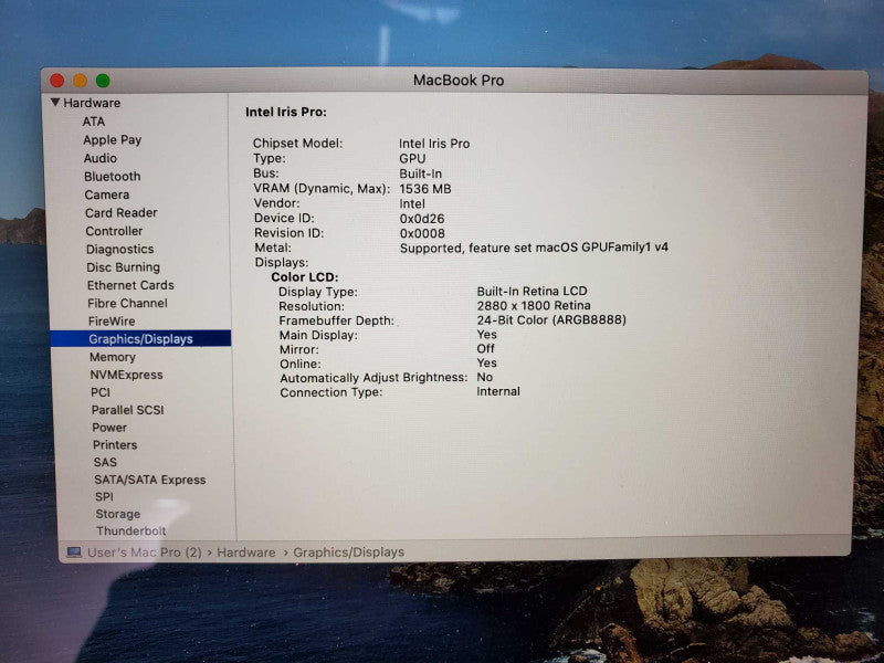Macbook Pro 2014 15\\" Retina Core i7-4770HQ @ 2.2GHz 16GB Ram 250GB SSD (