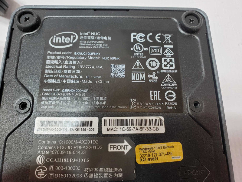 Intel NUC BOXNUC10i3FNK1, Core I3-10110U 2.1GHz, 4GB DDR4, 250GB SSD w/ Power _