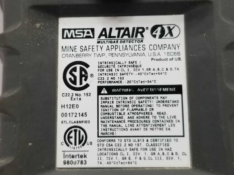 MSA Altair 4X multi Gas Meter Monitor O2,H2S,CO,LEL, NO Charger, AS-IS, QTY. ~