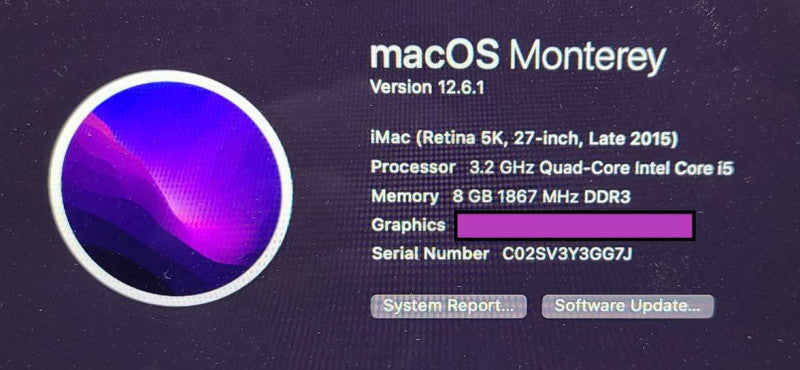 Apple Imac A1419 27\\" Late 2015 i5-6500 3.2GHz 8GB RAM 1TB AMD Radeon R9 M380 2GB $