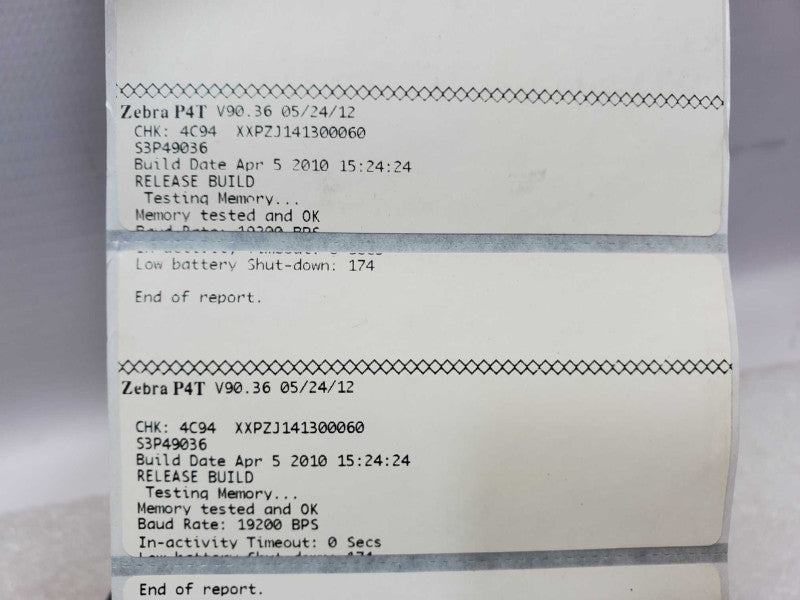 Zebra P4T Mobile Thermal Label Printer, No Power Adapter _