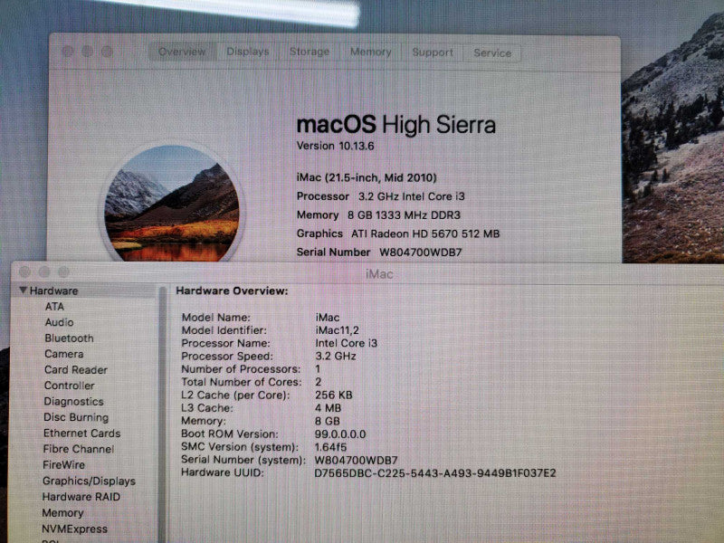 Apple iMac 21.5\\" L.2010 A1311 i3-550 @3.2GHz 8GB RAM 1TB HDD HD 5670 512M )