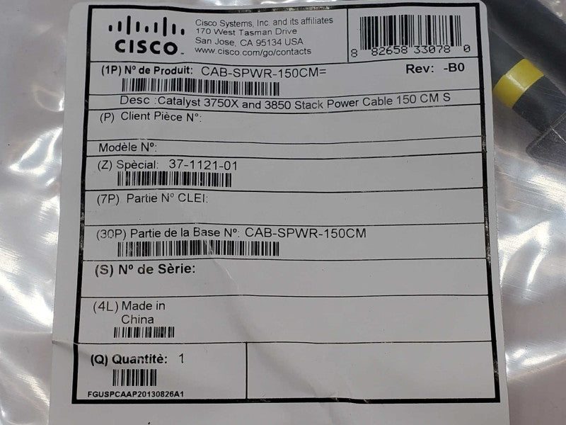 Cisco CAB-SPWR-150CM For 3750-X 3850 Stack Power Cable _