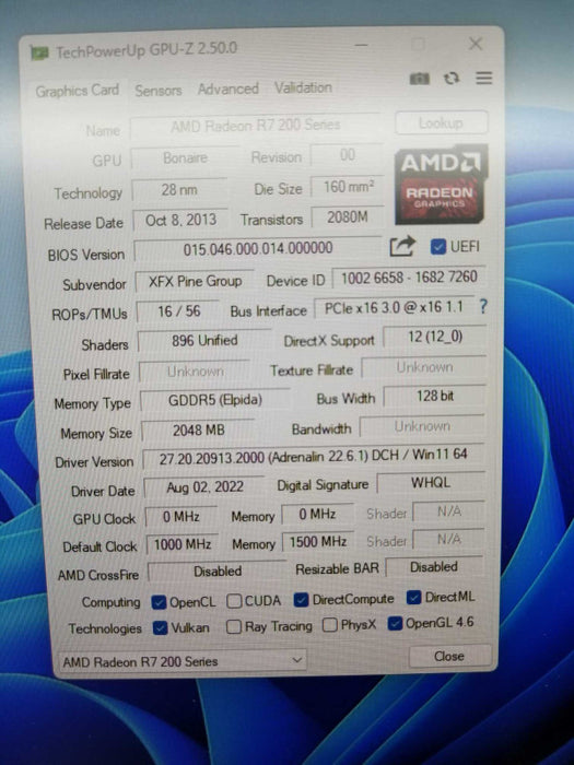 AMD Radeon XFX R7-260X-CN 2GB Graphics Card HDMI, 100% TESTED ~