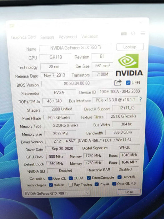EVGA NVIDIA GeForce GTX 780 TI 3 GB GDDR5 Graphics Video Card, 100% TESTED ~