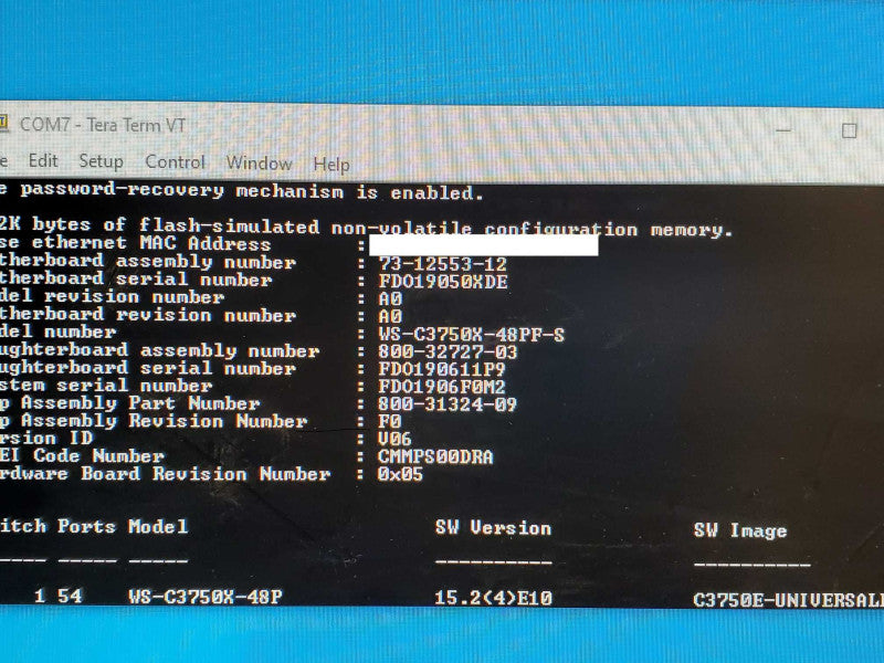 Cisco Catalyst WS-C3750X-48PF-S 48-Port PoE+ Gigabit Switch 1x1100WAC PSU )