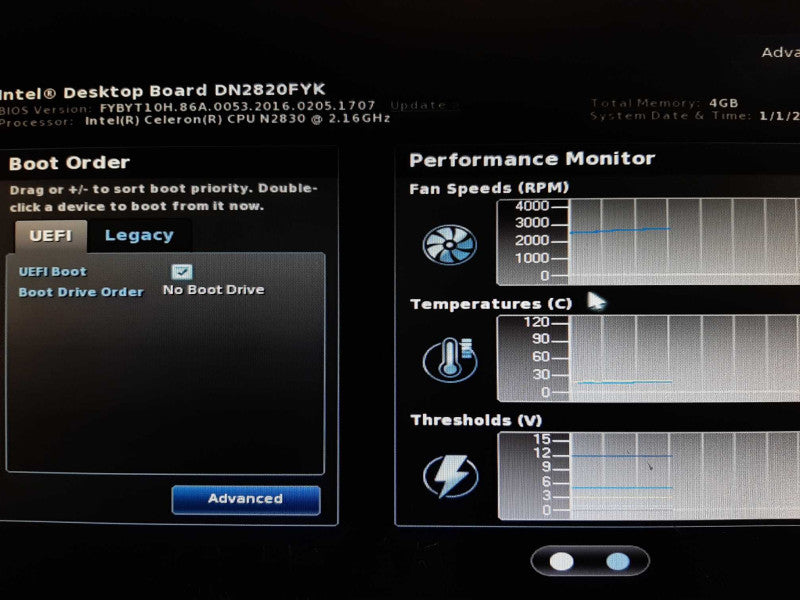 Intel NUC DNFYK Celeron N2830 @ 2.16GHz 4GB RAM - NO HDD +