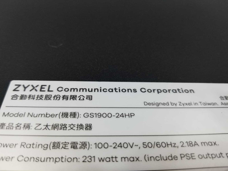 Zyxel GS1900-24HP with Brackets XyXEL 24-Port Gigabit PoE+ Switch ~