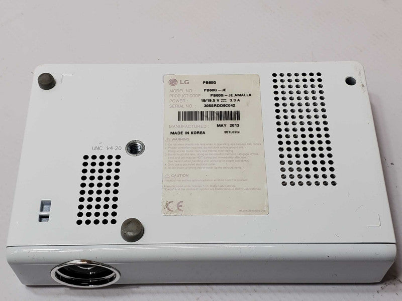 LG PB60G-JE Micro-portable LED Projector, No Power adapter, Untested, AS-IS _