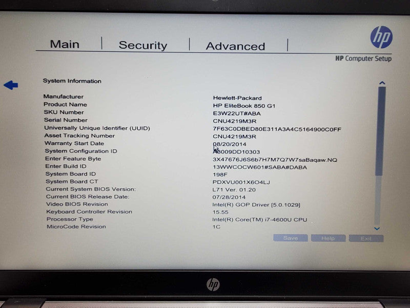 HP EliteBook 850G1, Core I7-4600U 2.1GHz, 4GB, 128GB SSD, AMD Radeon HD8750M  _