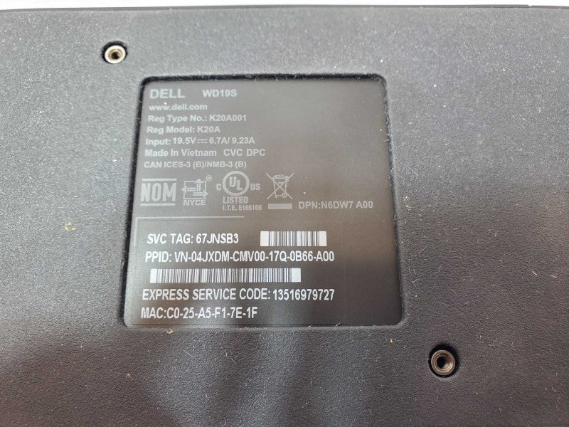 Dell WD19S K20A001 USB-C Docking Station, Tested _