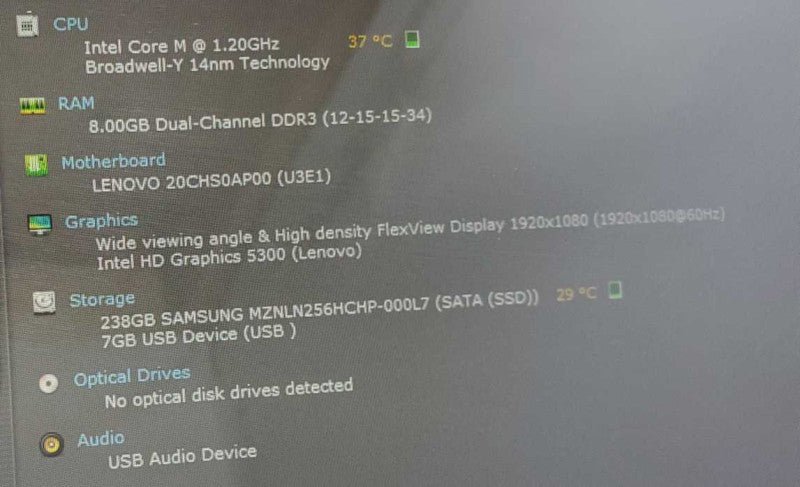 Lenovo ThinkPad Helix 11\\" Core M-5Y71 @ 1.2 GHz 8GB Ram 250GB SSD *TouchScreen* (