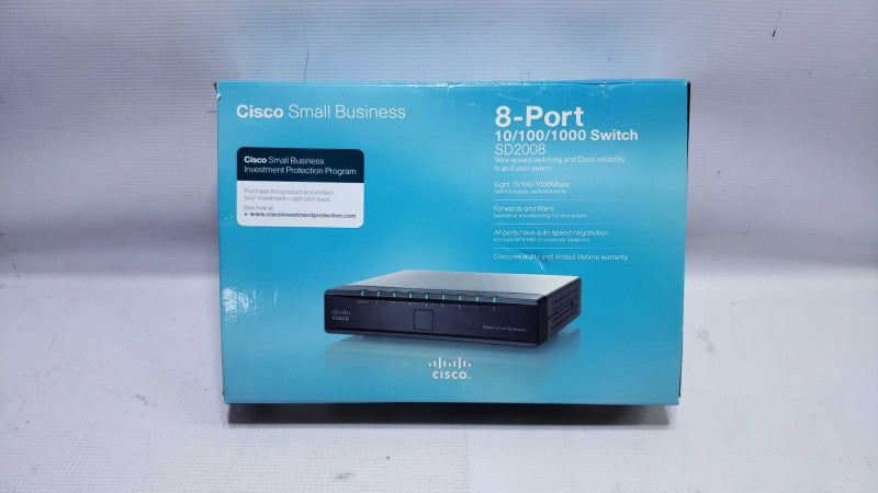 Cisco SG200-08 8-Port Gigabit Smart Switch Factory Reset with Power Supply [