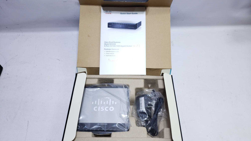 Cisco SG200-08 8-Port Gigabit Smart Switch Factory Reset with Power Supply [