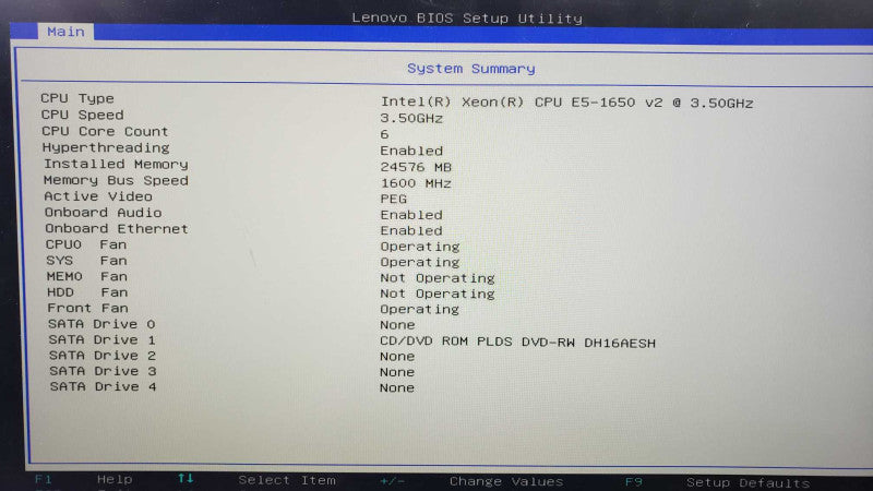 Lenovo thinkstation S30 Xeon E5-1650v2@3.5GHz 24GB ECC PC3 Quadro K4000 No HDD [